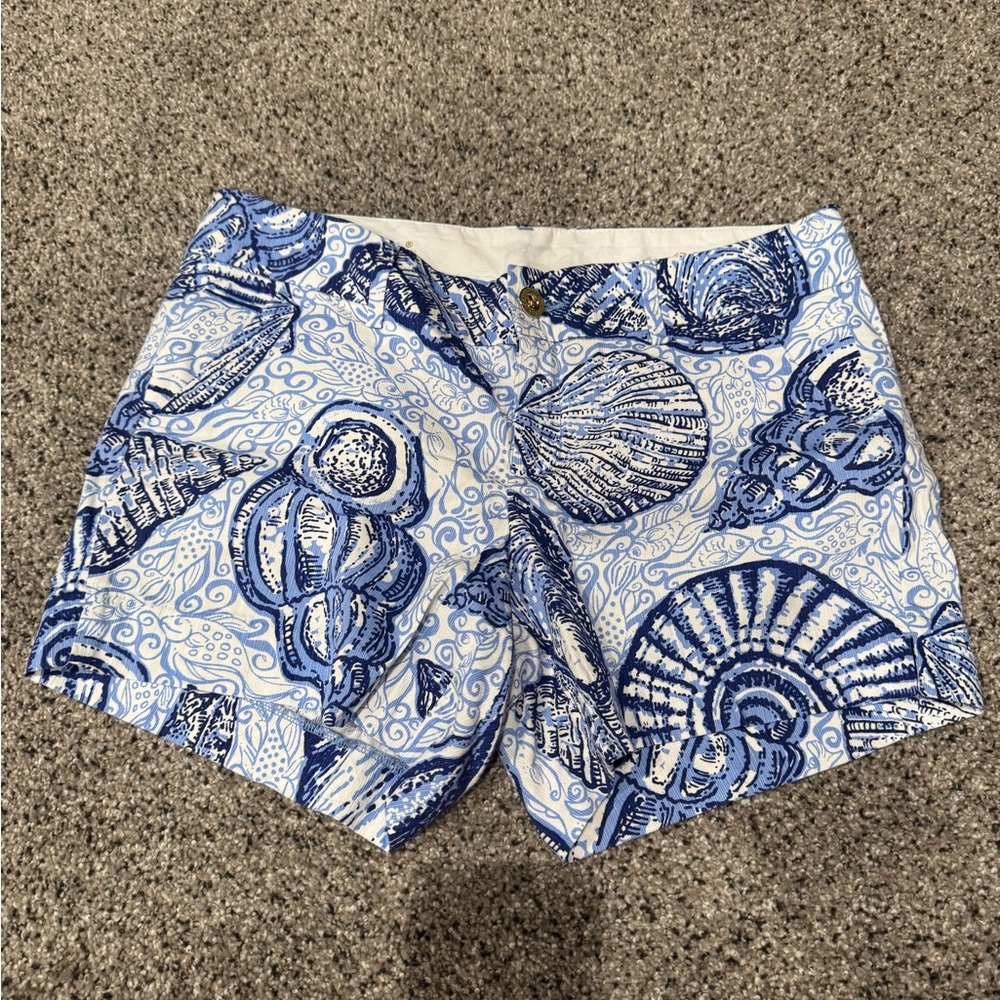 Lilly Pulitzer Callahan Blue Ocean Stuffed Se Shells Seashell Pattern Shorts 8